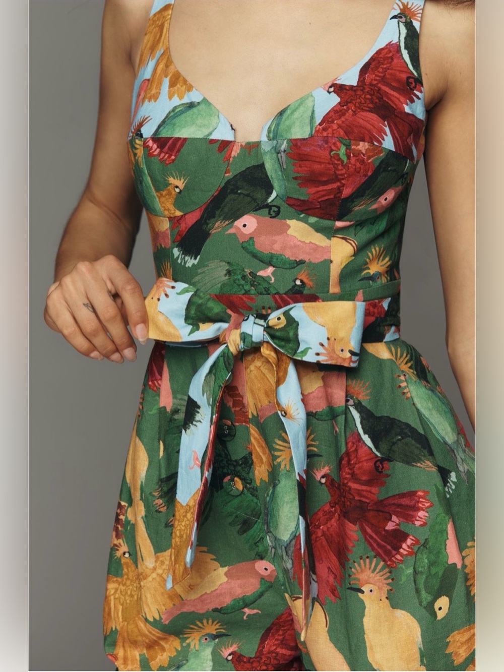 Farm Rio Floral Bird Print Romper NWT - Picture 2 of 7